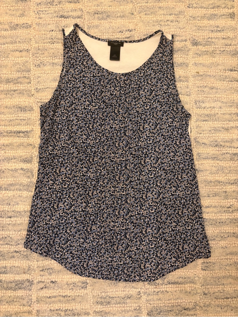 Ann Taylor Navy and White Floral Sleeveless Camisole